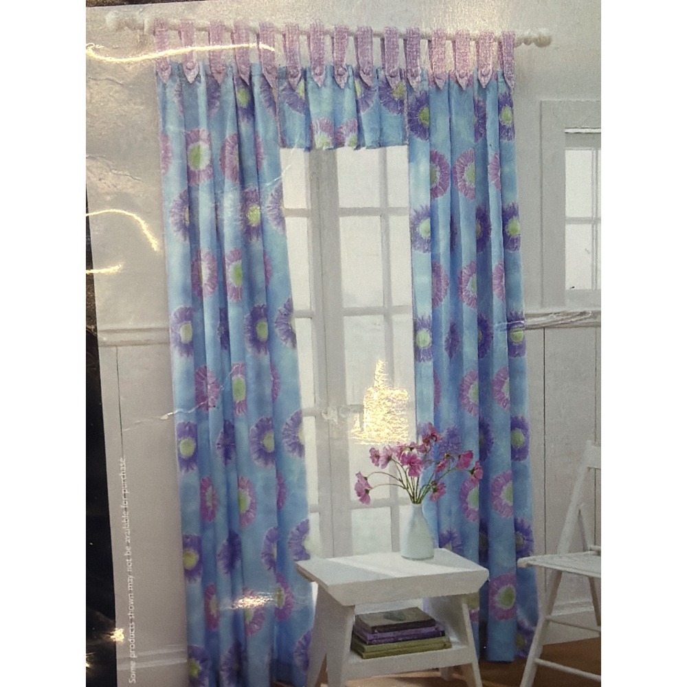 Tommy Hilfiger Lavender Blues Floral Tab Top Insert Valance 41x15 Cotton New